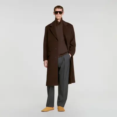 Manteau long en laine et cachemire