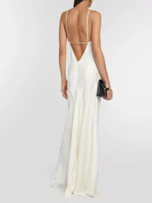 Robe de mariée longue dos nu bretelles fines satin blanc Prix boutique 950€ Taille 38 (UK10) — photo 4