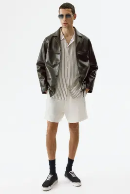 Short Relaxed Fit en lin mélangé - Blanc — photo 2