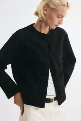 Veste en jersey avec boutons noués - Noir — photo 1