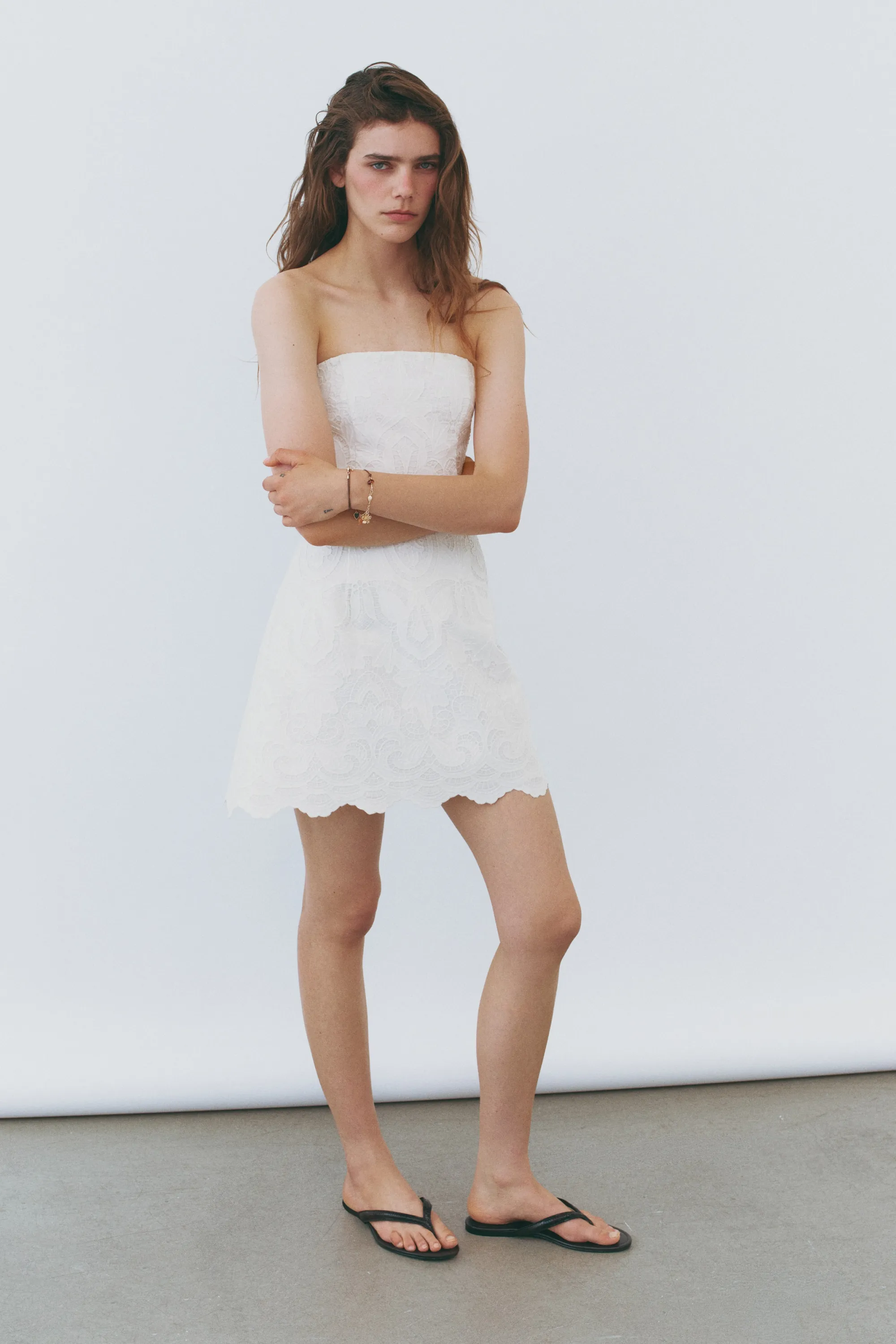 Robe bandeau brodée - Blanc