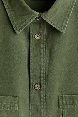 Chemise Relaxed Fit en denim - Vert kaki — photo 4