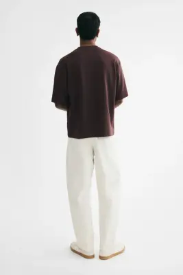 T-shirt boxy Relaxed Fit en coton - Marron foncé — photo 3