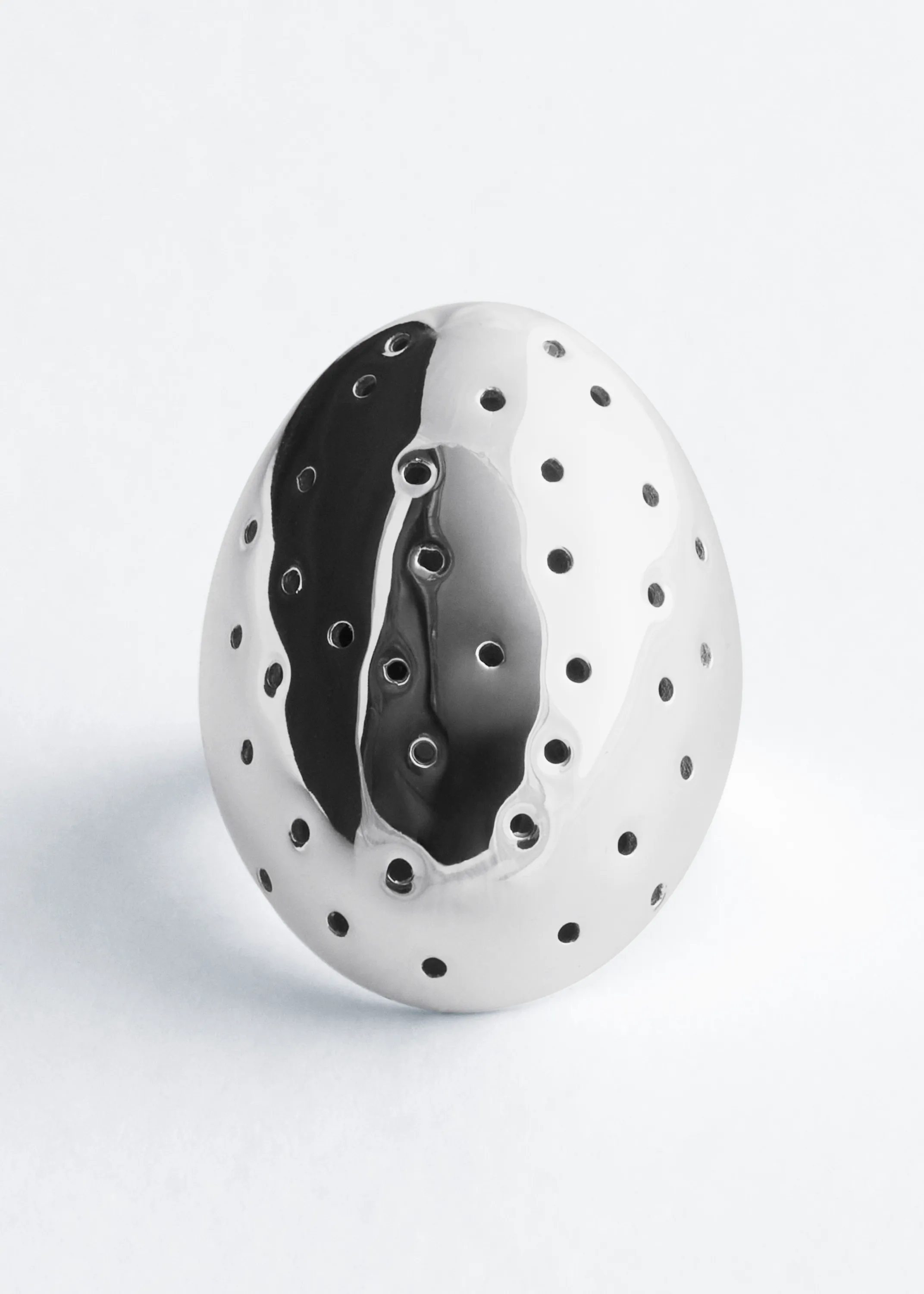 Bague à découpes en laiton - Argenté