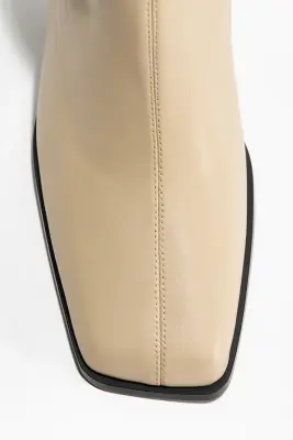 Bottines à talon bloc - Beige clair — photo 3
