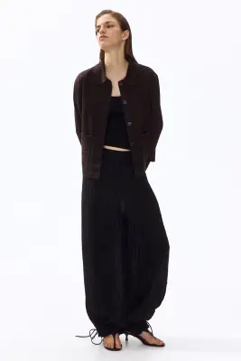 Veste en twill avec broderie anglaise - Marron foncé — photo 1