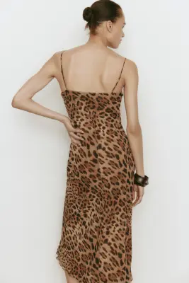 Robe à bretelles fines - Marron/imprimé léopard — photo 3