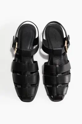 Sandales en cuir - Noir — photo 1