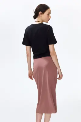 Jupe en jersey à effet drapé - Rose ancien foncé — photo 2