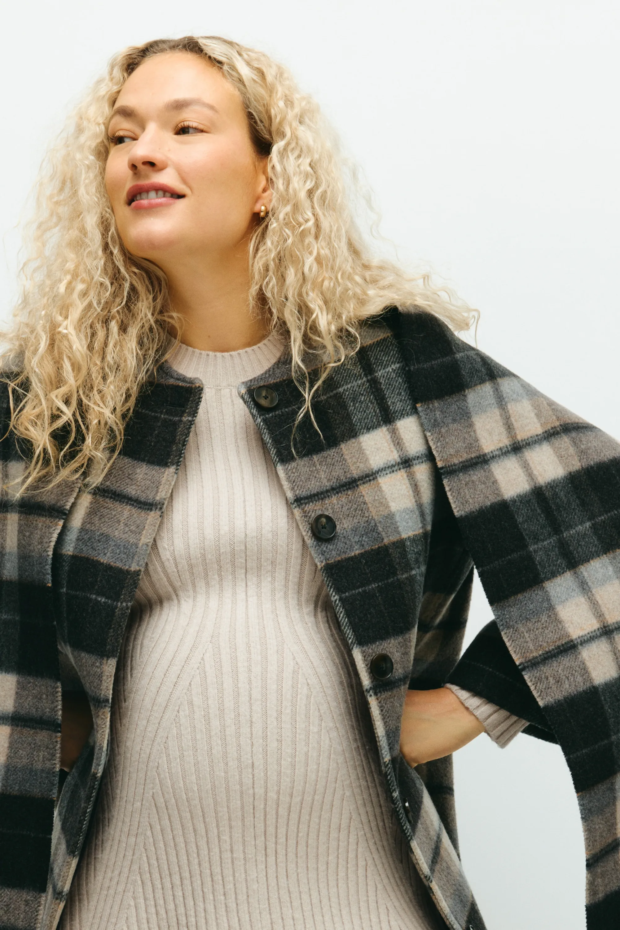 MAMA Robe en maille côtelée - Beige clair