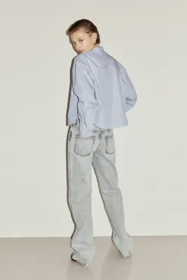 Chemise en popeline - Bleu clair/rayé — photo 1
