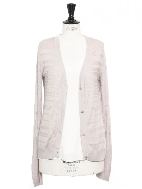 Gilet en soie et coton gris rose et boutons dorés Prix boutique 700€ Taille 36