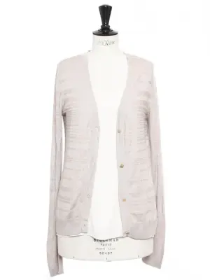 Gilet en soie et coton gris rose et boutons dorés Prix boutique 700€ Taille 36 — photo 1