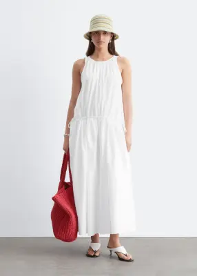 Robe froncée en coton - Blanc — photo 2