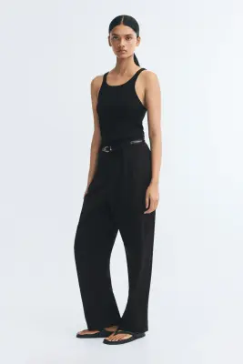 Pantalon chic avec ceinture - Noir — photo 2