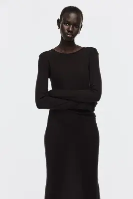 Robe longue en laine - Marron foncé — photo 1