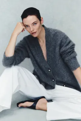 Gilet oversize en laine - Gris chiné — photo 3
