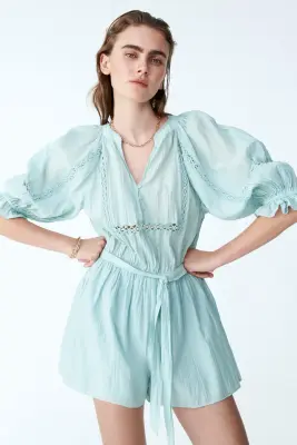 Combi-short froissé - Turquoise clair — photo 2