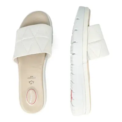 Sandales Tamaris 8-57205-20 Blanches - Cuir Léger Talon Plat Grande Pointure Femme — photo 3