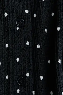 Top à boutons avec manches bouffantes - Noir/pois — photo 4