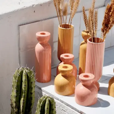 Grand bougeoir/vase Lus -  rose pêche — photo 3