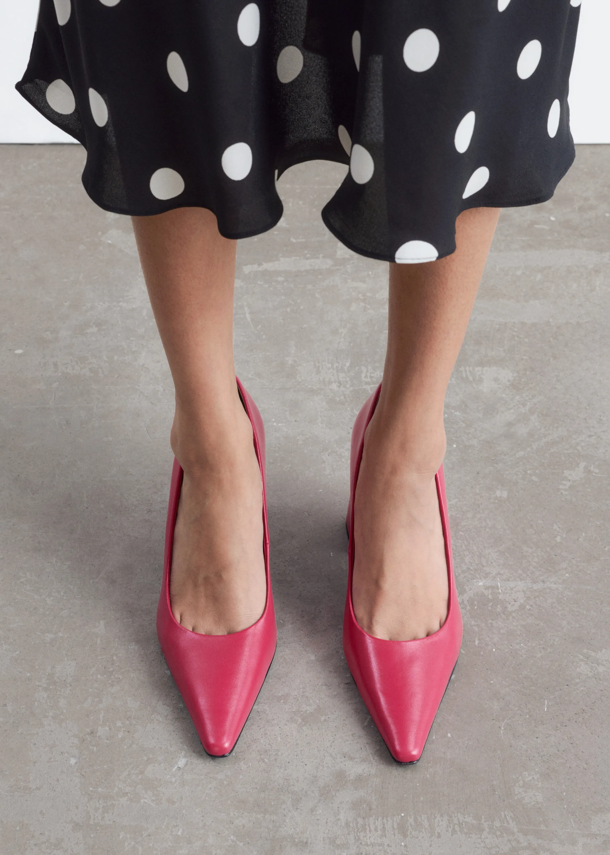 Escarpins en cuir à talons épais - Dark pink