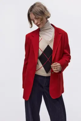 Blazer à fermeture droite - Rouge — photo 2