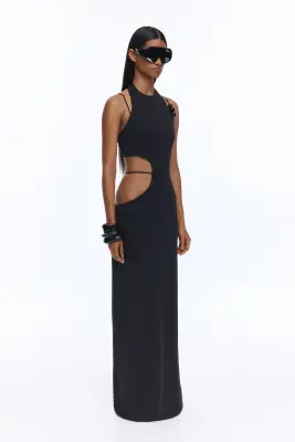 Robe découpée avec perles fantaisie - Noir — photo 2