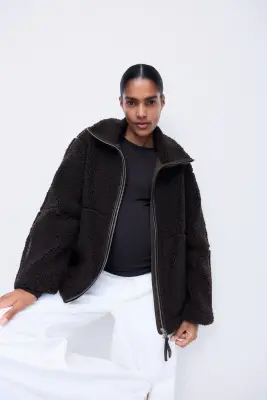 MAMA Veste zippée en tissu Teddy bear - Marron foncé — photo 2
