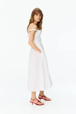 Robe en popeline à effet superposé - Blanc — photo 3