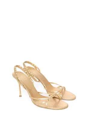 Sandales à talon stiletto en cuir doré bride tressée Prix boutique 650€ Taille 41 — photo 2