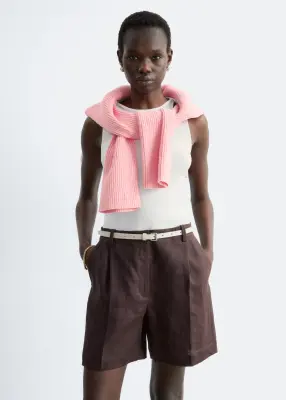 Short habillé en lin - Marron foncé — photo 3