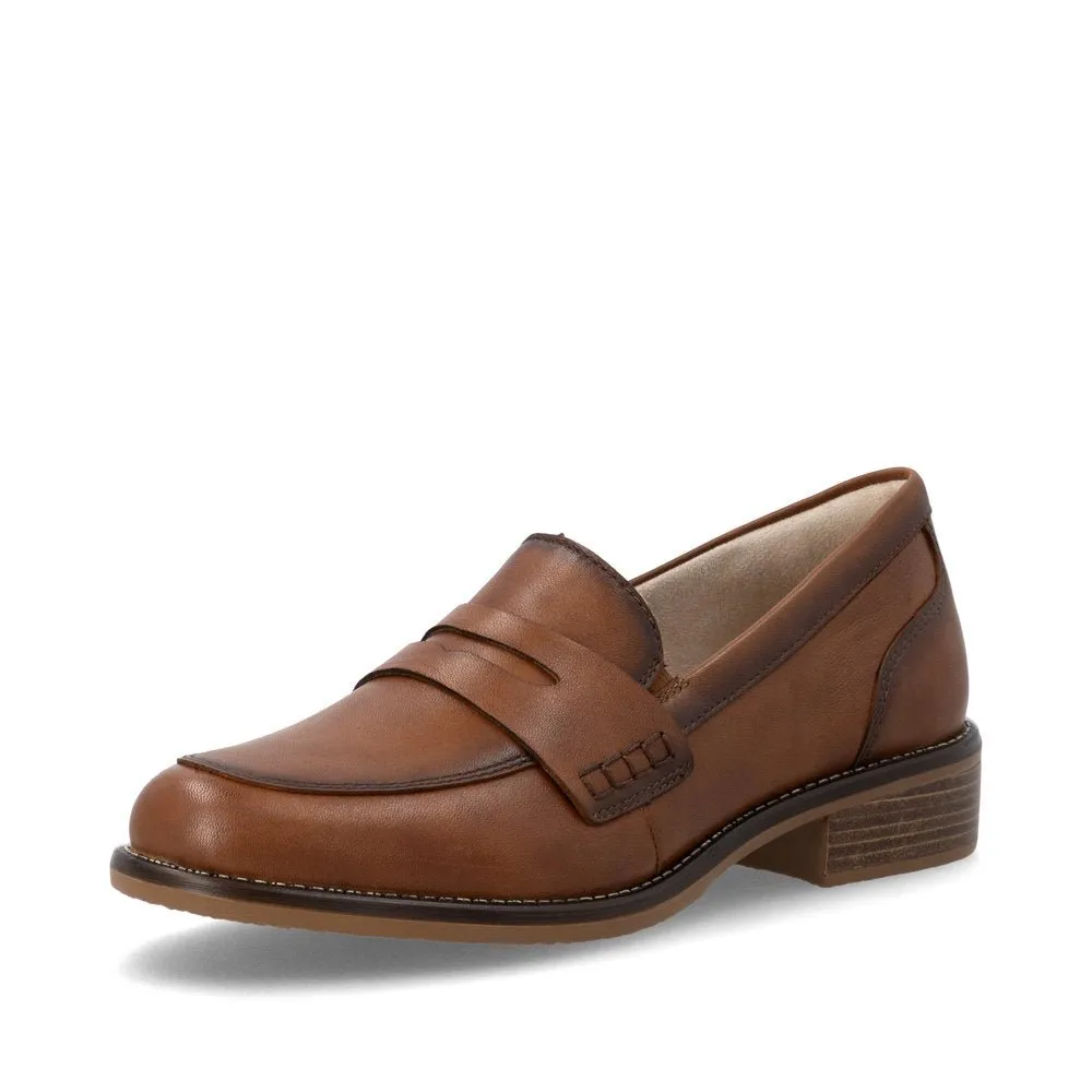 Mocassins Remonte D0F05-24 Marron - Cuir Lisse Talon Plat Grande Pointure Femme