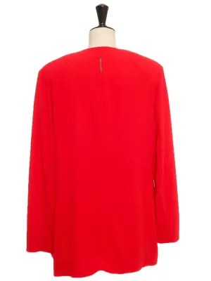 Veste en crêpe rouge rubis Prix boutique 725€ Taille 38 — photo 4