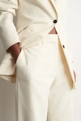 PANTALON DROIT SLIM TEXTURÉ - ÉCRU — photo 1
