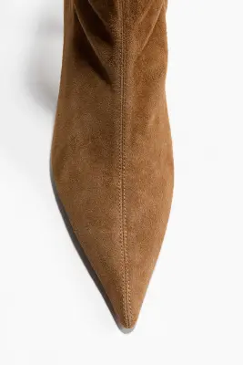 Bottines chaussettes en cuir - Beige foncé — photo 2