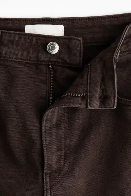 Short taille haute en denim - Marron foncé — photo 5