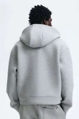 Veste à capuche zippée Loose Fit en scuba - Gris chiné — photo 4
