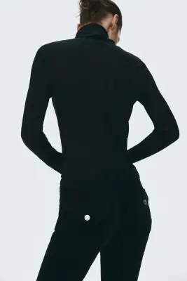 Pantalon évasé en velours côtelé - Noir — photo 2