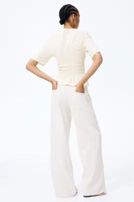 Pantalon à cordon en denim - Beige clair — photo 3