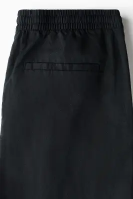 Pantalon Regular Fit en lin mélangé - Noir — photo 5