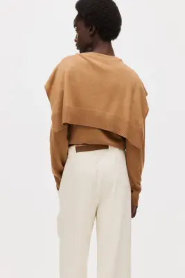 Pantalon en jersey romanite avec ceinture - Crème — photo 3