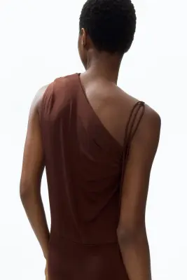 Combi-pantalon asymétrique en jersey - Marron foncé — photo 3