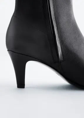 Bottines en cuir à bouts pointus - Noir — photo 4