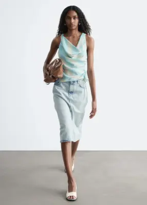 Jupe midi en jean - Bleu clair — photo 4