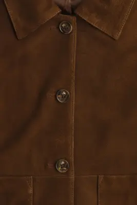 Veste en cuir velours - Marron — photo 2