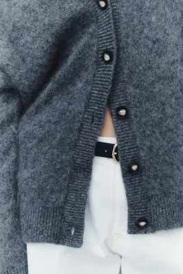Gilet oversize en laine - Gris chiné — photo 4