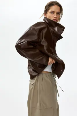 Veste péplum oversize - Marron foncé — photo 3