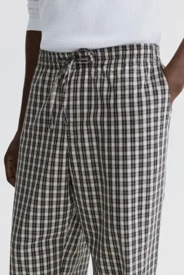 Pantalon Relaxed Fit en popeline - Gris/carreaux — photo 1