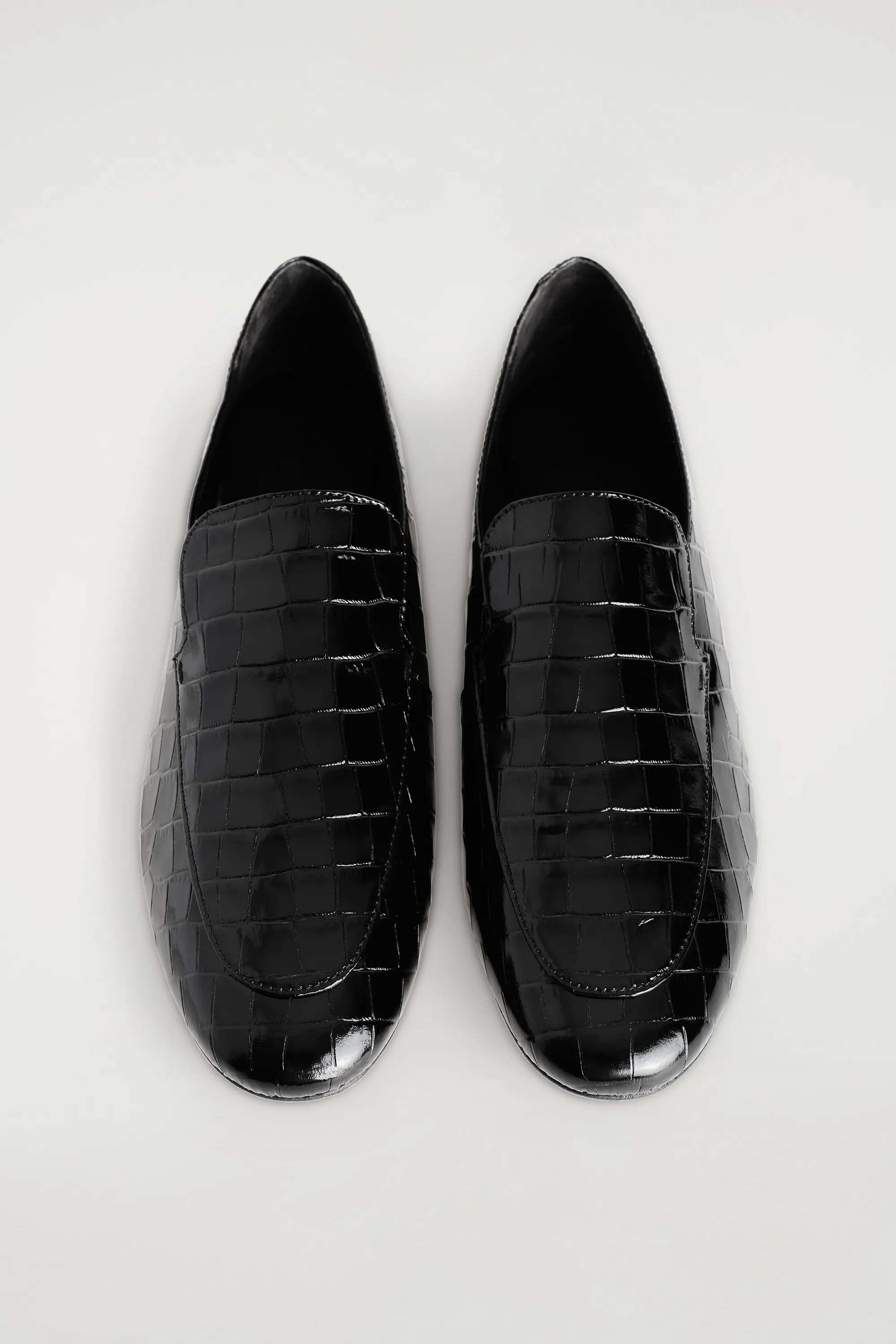 MOCASSINS EN CUIR IMITATION CROCO - NOIR / IMITATION CROCO